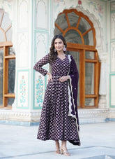 Magnificent Looking Gown in Wine Colour